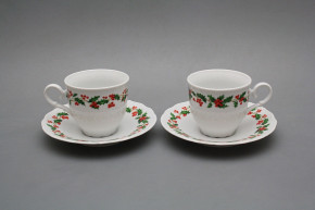 Coffee cup 0,18l and saucer Ofelia Christmas holly BB