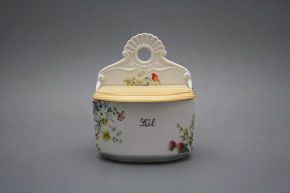 Wall box for salt with wooden cover Flowering meadow BB