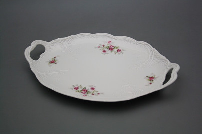 Oval dish 29cm with holders Opera Pink roses BB č.1
