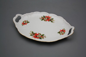 Oval dish 29cm with holders Poinsettia EGL