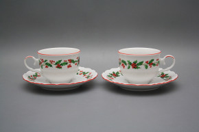 Tea cup 0,18l with saucer Ofelia Christmas holly CL