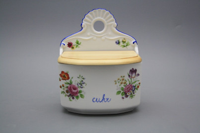 Wall box for sugar with wooden cover Meissen bouquet AL č.1