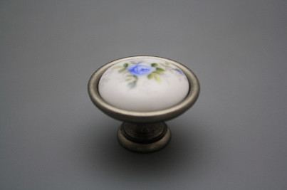 Rustic knobs 40mm Light blue roses FV č.1