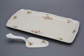Tray square 33cm with cake shovel Rokoko ECRU Tea roses BB