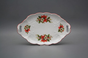 Oval dish 25cm with holders Opera Poinsettia ECL