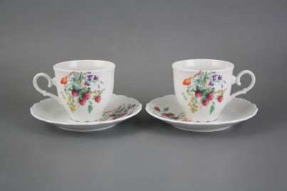 Coffee cup 0,18l and saucer Ofelia Flowering meadow Pattern A HBB č.1