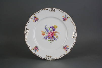 Flat plate 27cm Marie Louise Bouquet with irises GGL LUX č.1