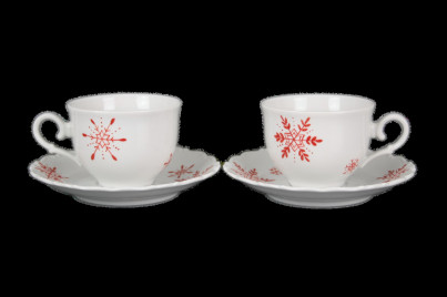 Tea cup 0,18l with saucer Ofelia Snowflakes Red BB č.1