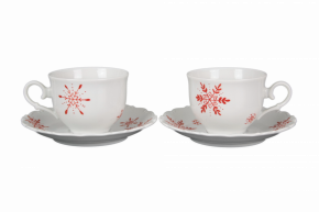 Tea cup 0,18l with saucer Ofelia Snowflakes Red BB Tea cup 0,18l with saucer Ofelia Snowflakes Red BB