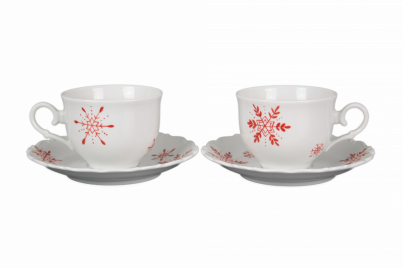 Tea cup 0,18l with saucer Ofelia Snowflakes Red BB č.1