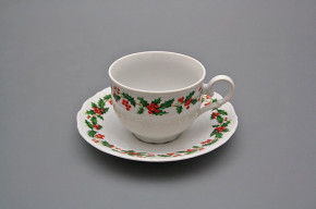 Tea cup 0,18l with saucer Ofelia Christmas holly BB