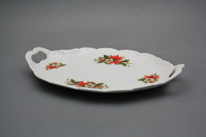 Oval dish 29cm with holders Poinsettia EBB