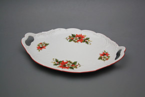 Oval dish 29cm with holders Poinsettia ECL