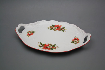 Oval dish 29cm with holders Poinsettia ECL č.1